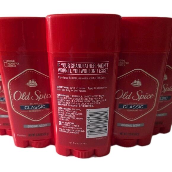 Pack Of 5 Old Spice Classic Deodorant Stick 3.25oz Original Scent Long Lasting - Picture 3 of 3